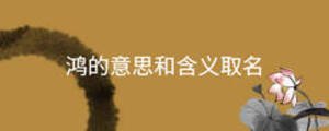 鴻的意思和含義取名