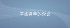 子柒名字的含義
