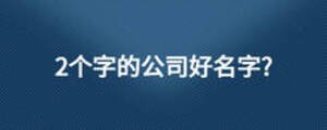 2個字的公司好名字?