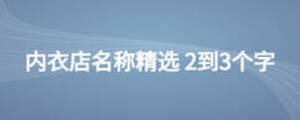內衣店名稱精選 2到3個字