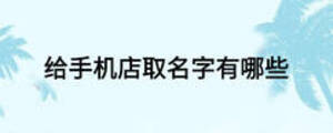 給手機店取名字有哪些