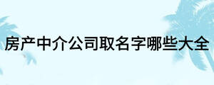 房產中介公司取名字哪些大全