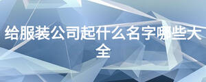 給服裝公司起什么名字哪些大全