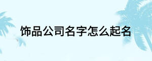 飾品公司名字怎么起名