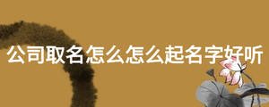 公司取名怎么怎么起名字好聽