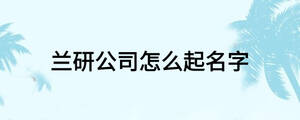 蘭研公司怎么起名字