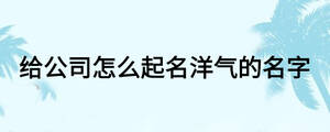 給公司怎么起名洋氣的名字
