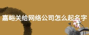嘉峪關給網絡公司怎么起名字