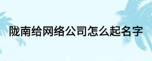 隴南給網(wǎng)絡公司怎么起名字