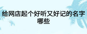 給網店起個好聽又好記的名字哪些