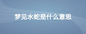 夢(mèng)見水蛇是什么意思
