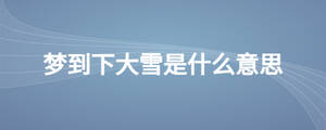 夢到下大雪是什么意思