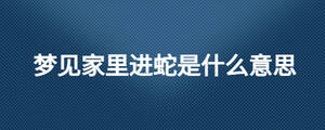 夢(mèng)見(jiàn)家里進(jìn)蛇是什么意思
