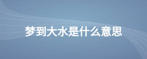 夢(mèng)到大水是什么意思
