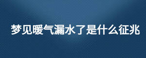 夢見暖氣漏水了是什么征兆