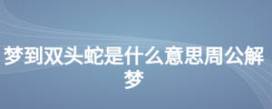 夢(mèng)到雙頭蛇是什么意思周公解夢(mèng)