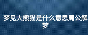 夢(mèng)見(jiàn)大熊貓是什么意思周公解夢(mèng)