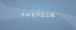 牛年名字怎么取